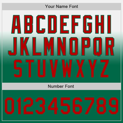 Custom White Red-Kelly Green Authentic Fade Fashion Baseball Jersey