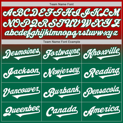 Custom Red White-Kelly Green Authentic Fade Fashion Baseball Jersey
