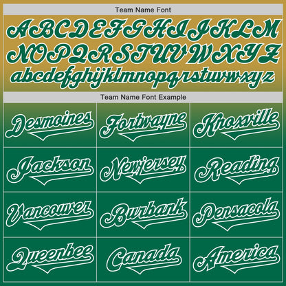 Custom Old Gold Kelly Green-White Authentic Fade Fashion Baseball Jersey