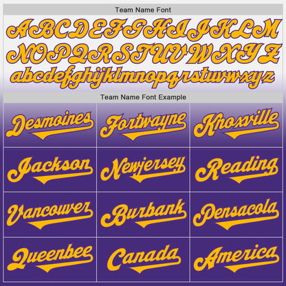 Custom White Gold-Purple Authentic Fade Fashion Baseball Jersey