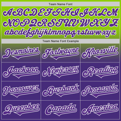 Custom Neon Green Purple-White Authentic Fade Fashion Baseball Jersey