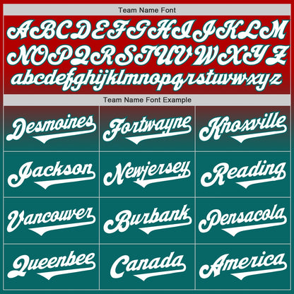 Custom Red White-Teal Authentic Fade Fashion Baseball Jersey