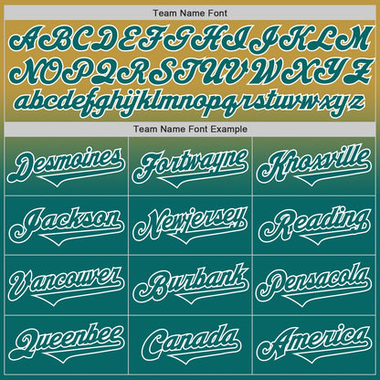 Custom Old Gold Teal-White Authentic Fade Fashion Baseball Jersey