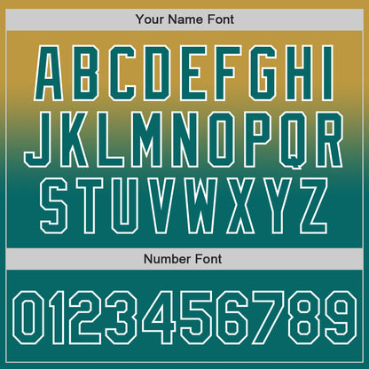 Custom Old Gold Teal-White Authentic Fade Fashion Baseball Jersey