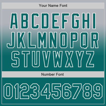Custom Gray Teal-White Authentic Fade Fashion Baseball Jersey
