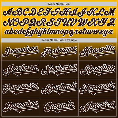 Custom Gold Brown-White Authentic Fade Fashion Baseball Jersey