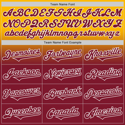 Custom Gold Crimson-White Authentic Fade Fashion Baseball Jersey