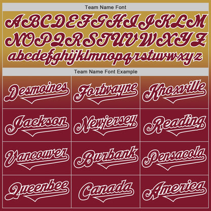 Custom Old Gold Crimson-White Authentic Fade Fashion Baseball Jersey