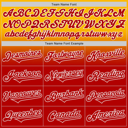 Custom Gold Red-White Authentic Fade Fashion Baseball Jersey