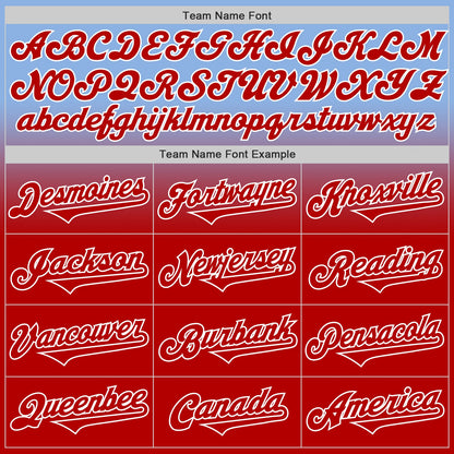 Custom Light Blue Red-White Authentic Fade Fashion Baseball Jersey