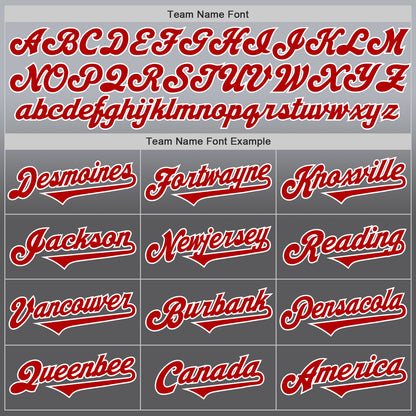 Custom Gray Red Steel Gray-White Authentic Fade Fashion Baseball Jersey