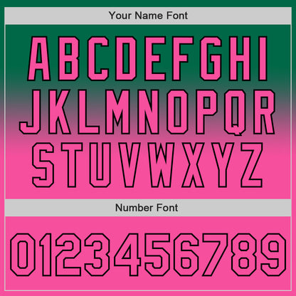 Custom Kelly Green Pink-Black Authentic Fade Fashion Baseball Jersey