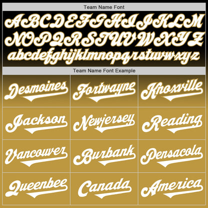 Custom Black White-Old Gold Authentic Fade Fashion Baseball Jersey