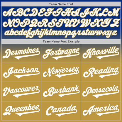 Custom Royal White-Old Gold Authentic Fade Fashion Baseball Jersey