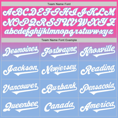 Custom Pink White-Light Blue Authentic Fade Fashion Baseball Jersey