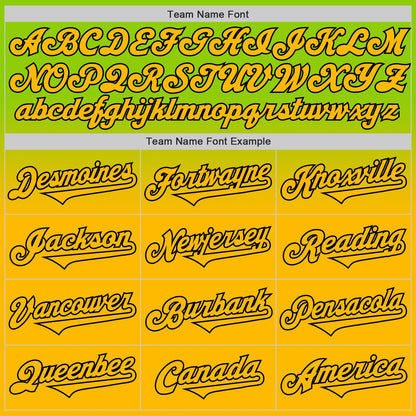 Custom Neon Green Gold-Black Authentic Fade Fashion Baseball Jersey