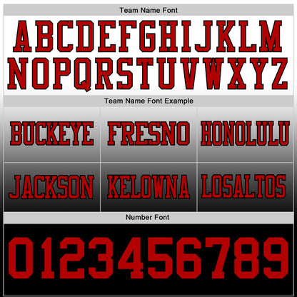 Custom White Red-Black Mesh Authentic Fade Fashion Football Jersey