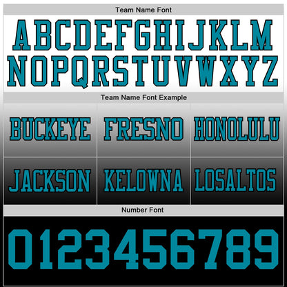 Custom White Teal-Black Mesh Authentic Fade Fashion Football Jersey