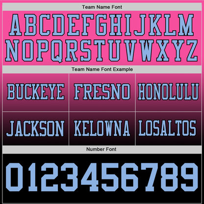 Custom Pink Light Blue-Black Mesh Authentic Fade Fashion Football Jersey