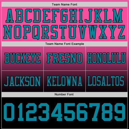 Custom Pink Teal-Black Mesh Authentic Fade Fashion Football Jersey