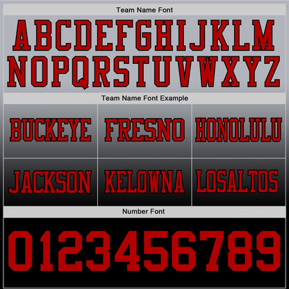 Custom Gray Red-Black Mesh Authentic Fade Fashion Football Jersey
