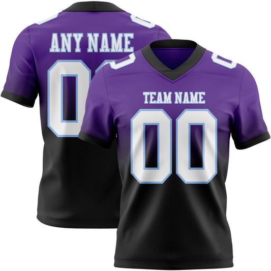 Custom Purple White Black-Light Blue Mesh Authentic Fade Fashion Football Jersey