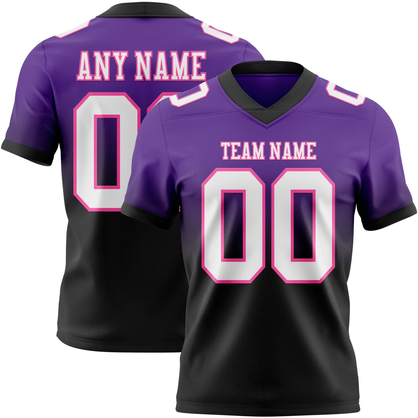 Custom Purple White Black-Pink Mesh Authentic Fade Fashion Football Jersey