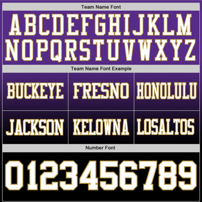 Custom Purple White Black-Old Gold Mesh Authentic Fade Fashion Football Jersey