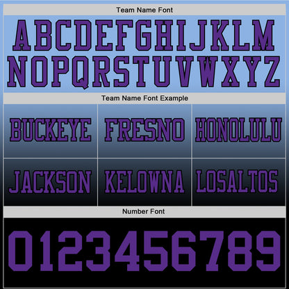 Custom Light Blue Purple-Black Mesh Authentic Fade Fashion Football Jersey