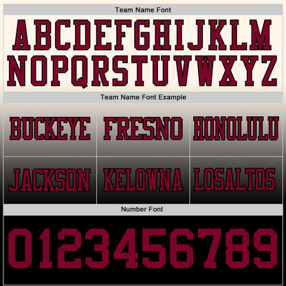 Custom Cream Maroon-Black Mesh Authentic Fade Fashion Football Jersey