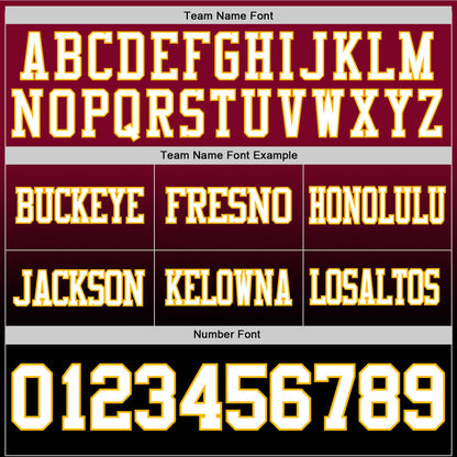 Custom Maroon White Black-Gold Mesh Authentic Fade Fashion Football Jersey