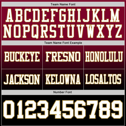 Custom Maroon White Black-Old Gold Mesh Authentic Fade Fashion Football Jersey