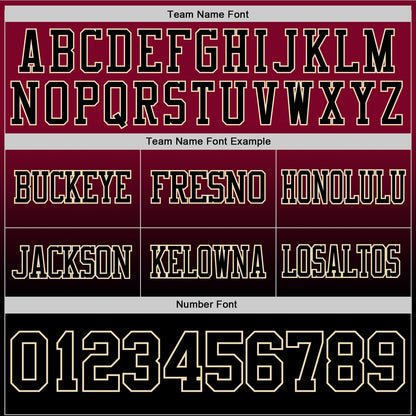 Custom Maroon Black-Cream Mesh Authentic Fade Fashion Football Jersey