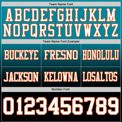 Custom Teal White Black-Orange Mesh Authentic Fade Fashion Football Jersey