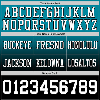 Custom Teal White-Black Mesh Authentic Fade Fashion Football Jersey