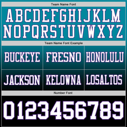 Custom Teal White Black-Purple Mesh Authentic Fade Fashion Football Jersey