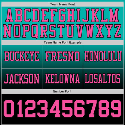 Custom Aqua Pink-Black Mesh Authentic Fade Fashion Football Jersey