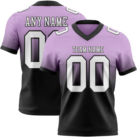 Custom Light Purple White-Black Mesh Authentic Fade Fashion Football Jersey