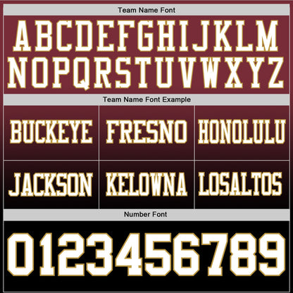 Custom Burgundy White Black-Old Gold Mesh Authentic Fade Fashion Football Jersey
