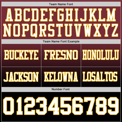 Custom Burgundy White Black-Gold Mesh Authentic Fade Fashion Football Jersey