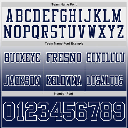 Custom White Navy Mesh Authentic Fade Fashion Football Jersey