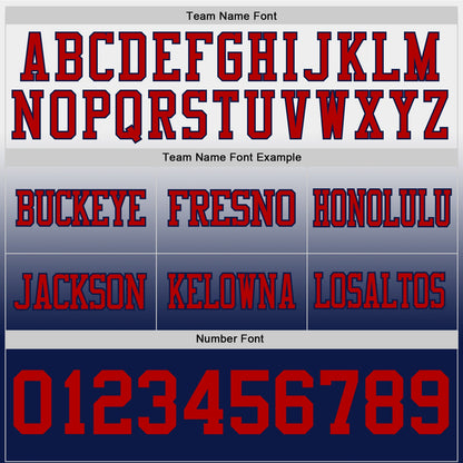 Custom White Red-Navy Mesh Authentic Fade Fashion Football Jersey