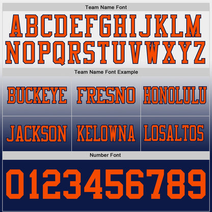 Custom White Orange-Navy Mesh Authentic Fade Fashion Football Jersey