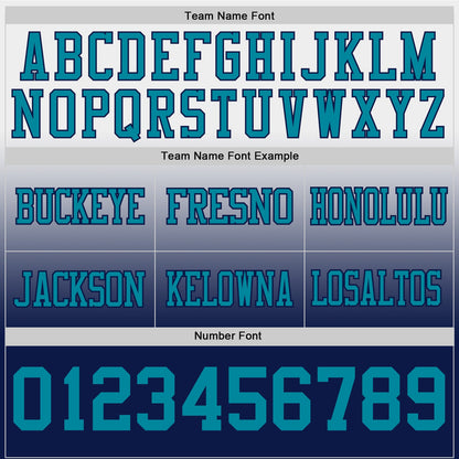 Custom White Teal-Navy Mesh Authentic Fade Fashion Football Jersey