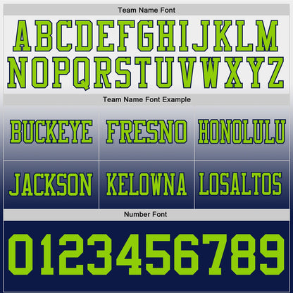 Custom White Neon Green-Navy Mesh Authentic Fade Fashion Football Jersey