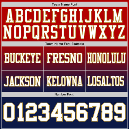 Custom Red White Navy-Old Gold Mesh Authentic Fade Fashion Football Jersey