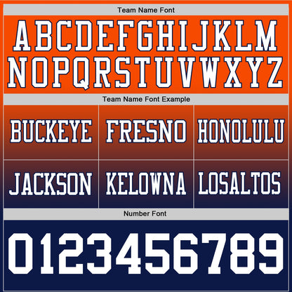 Custom Orange White-Navy Mesh Authentic Fade Fashion Football Jersey