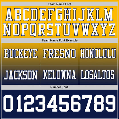 Custom Gold White-Navy Mesh Authentic Fade Fashion Football Jersey
