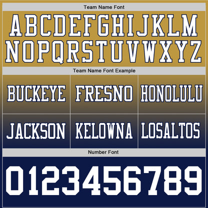 Custom Old Gold White-Navy Mesh Authentic Fade Fashion Football Jersey
