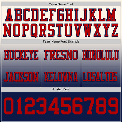 Custom Cream Red-Navy Mesh Authentic Fade Fashion Football Jersey